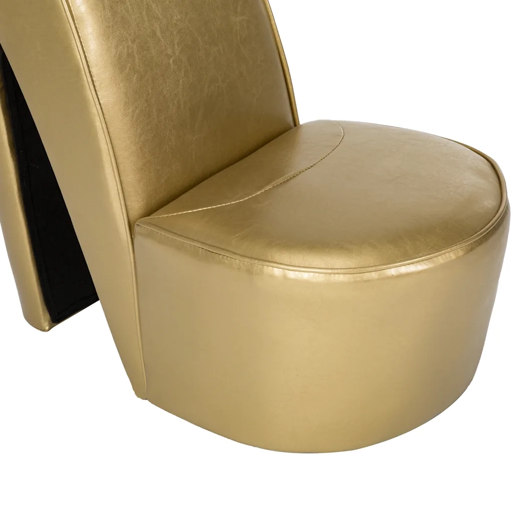 Poltrona | Sedia Relax a Forma di Scarpa con Tacco in Similpelle Oro