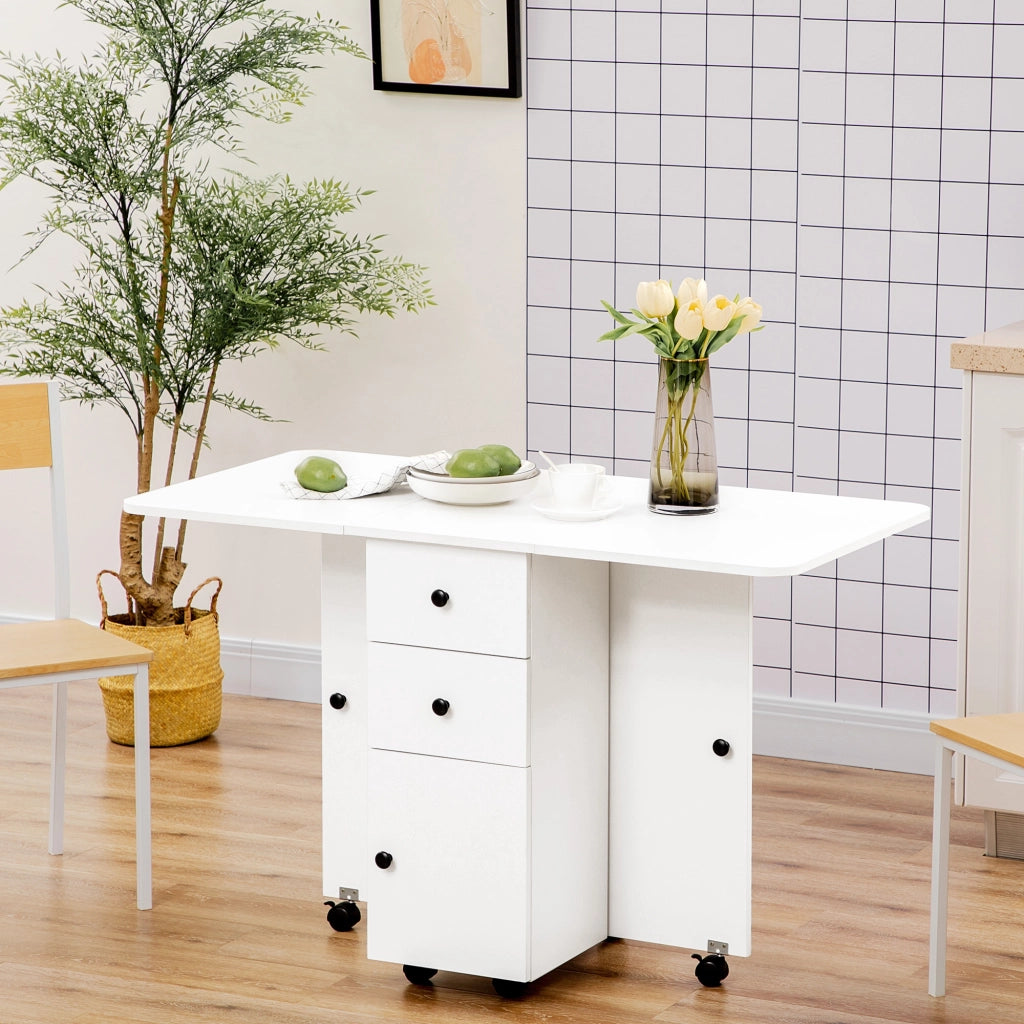Tavolo da pranzo pieghevole allungabile con cassetti ¨C zephmum ¨C bianco 120x60x75 cm