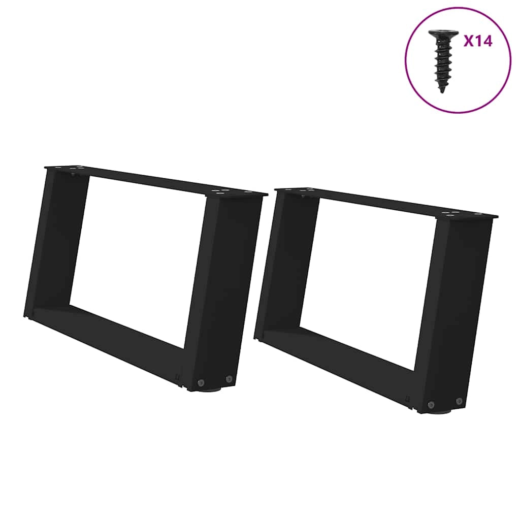 Set di 2 gambe per tavolino da caffè in acciaio nero a forma di U 70 x 30-31 cm con piedini regolabili design moderno 02_0057037