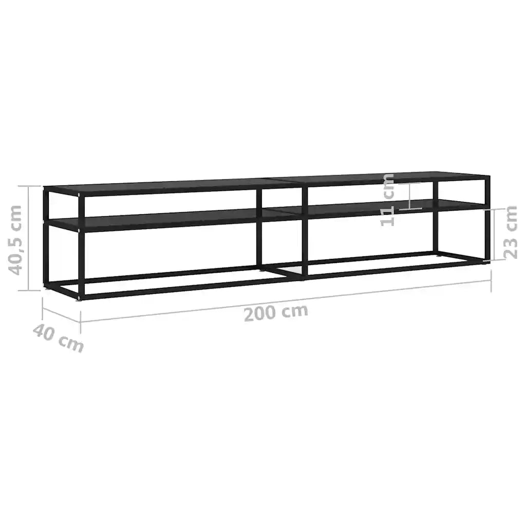 Mobile Porta TV-Mobile per TV-Credenza TV Nero 200x40x40,5 cm in Vetro Temperato