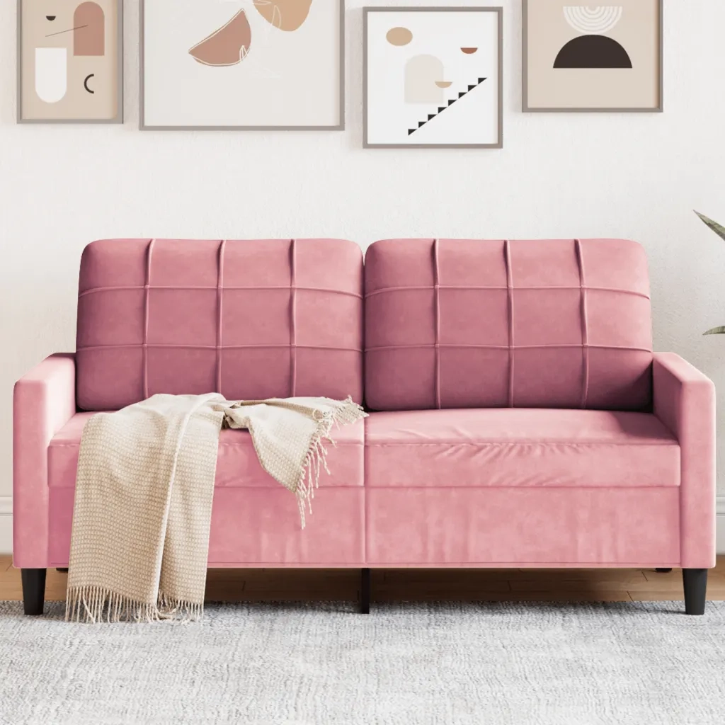 Divano a 2 Posti-Sofa 2 Posti Rosa 140 cm in Velluto 499142