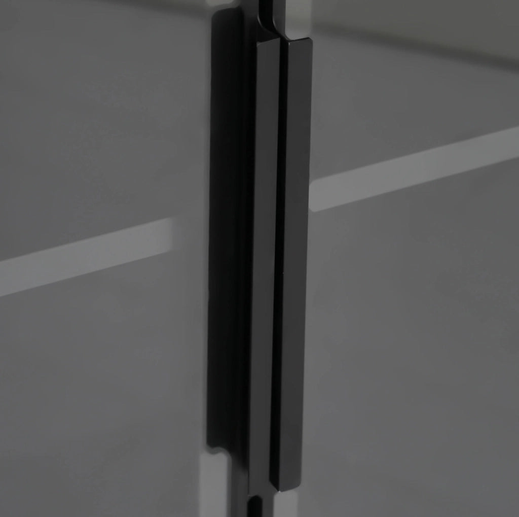 Vetrina angolare 62x35x160 cm con illuminazione LED integrata in MDF; vetro e alluminio nera