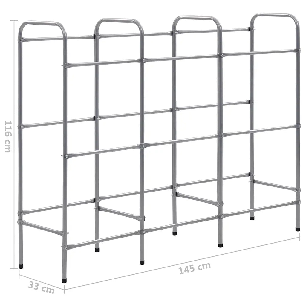 Supporto con Ripiani per 9 Casse Argento 145x33x116 cm Acciaio 285214