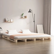 Letto a Pallet 140x190 cm in Legno Massello di Pino