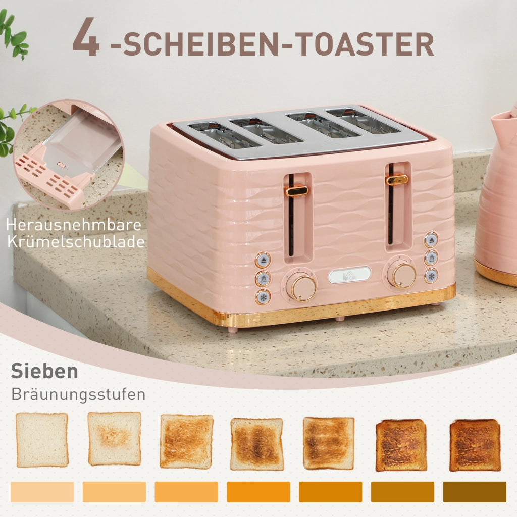 Tostapane e Bollitore 2 in 1 ¨C Minimal ¨C Rosa, 7 livelli tostatura, funzione scongelamento e riscaldamento