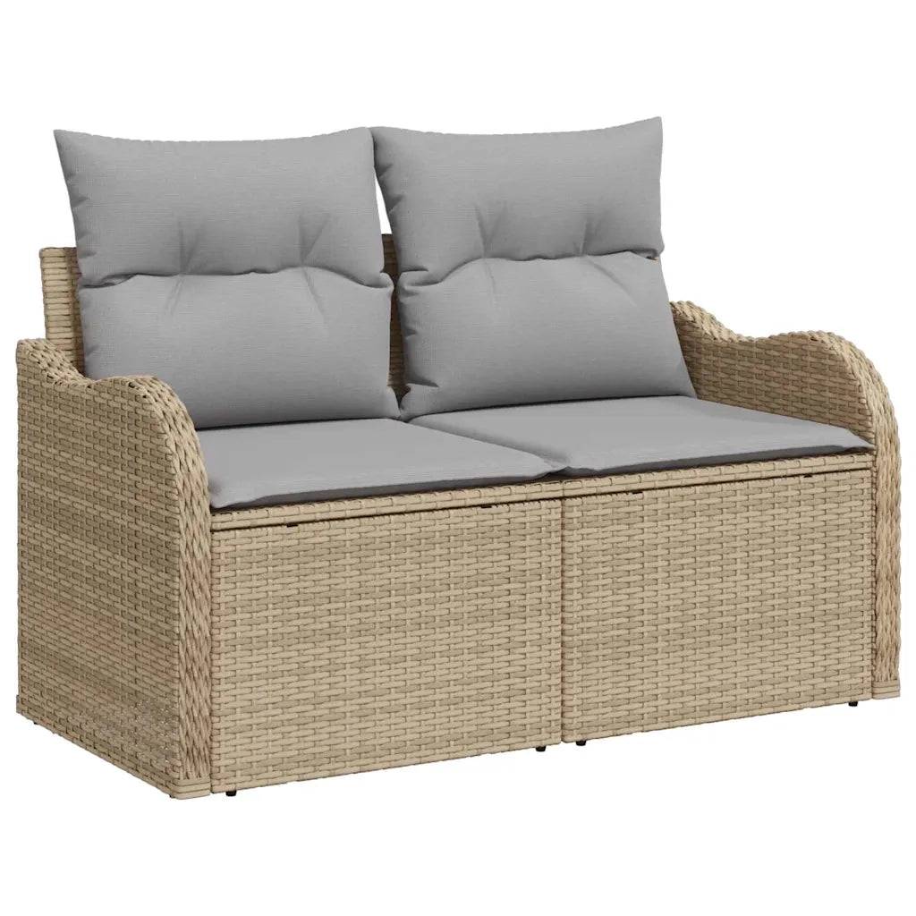 Set Divano da Giardino 6 pcs Beige e Grigio Chiaro polyrattan