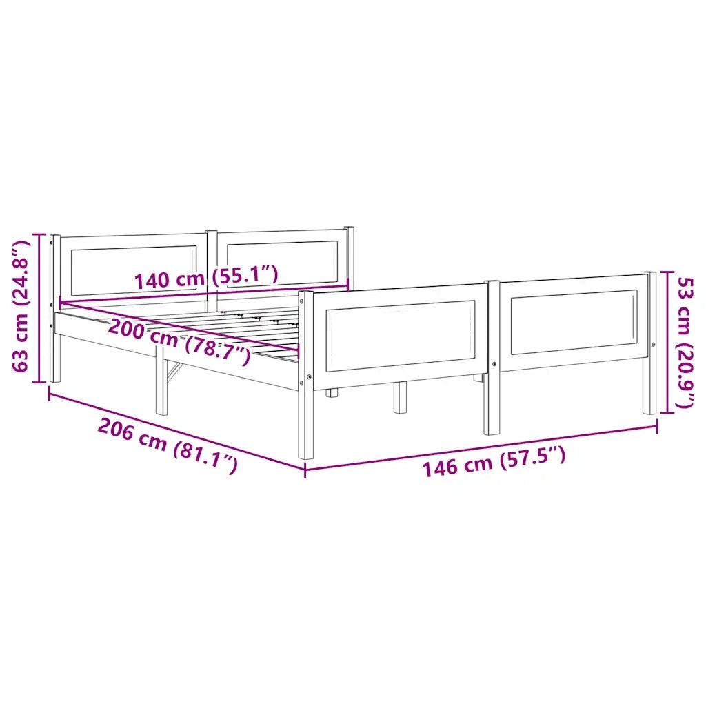 Giroletto in Legno Massello di Pino Marrone Ambrato 140x200 cm 322113