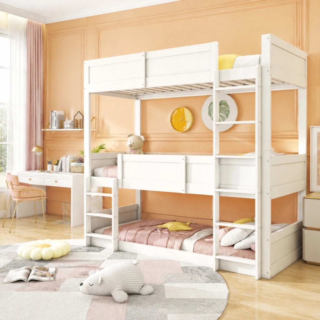 LETTO a castello triplo 90x200 cm in legno bianco