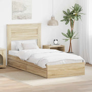 Letto con Contenitore con testiera-Struttura Letto con contenitore Rovere Sonoma 90 x 190 cm 573423