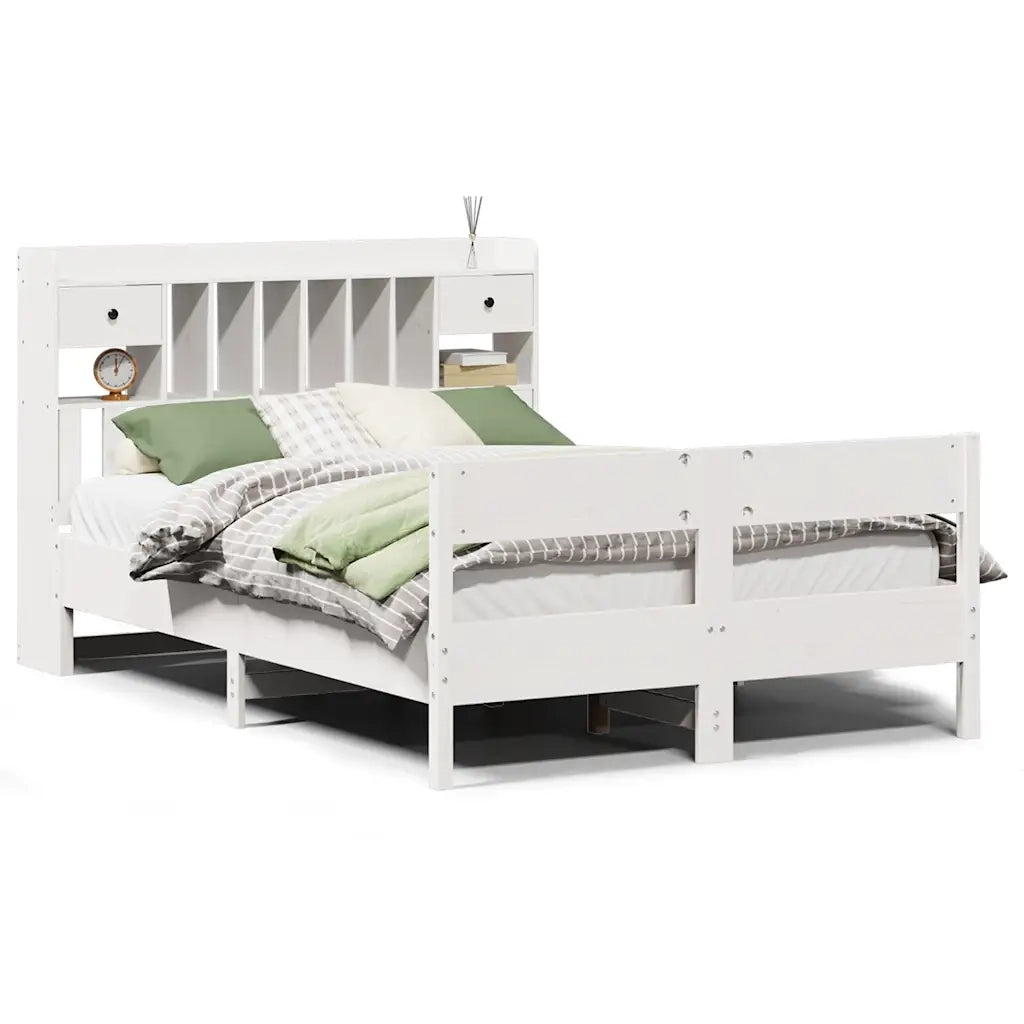 Letto Libreria senza Materasso Bianco 150x200 cm Legno di Pino 3323024