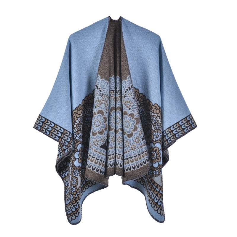 Nuovo modello di scialle caldo con orlo a spacco, mantella, cardigan in cashmere da donna, sciarpa