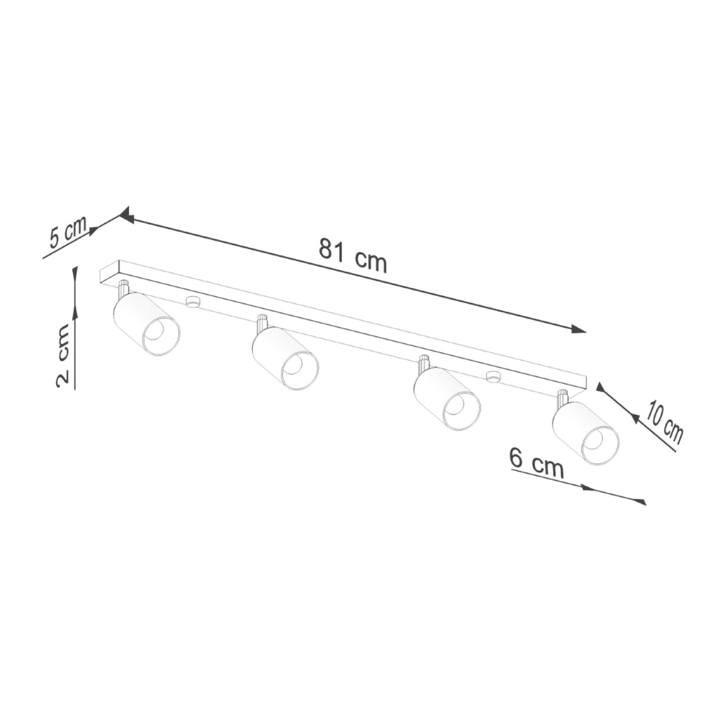 Lampada a tubo LED Winx Bittersweet Shimmer a 4 luci GU10, nero, oro e acciaio