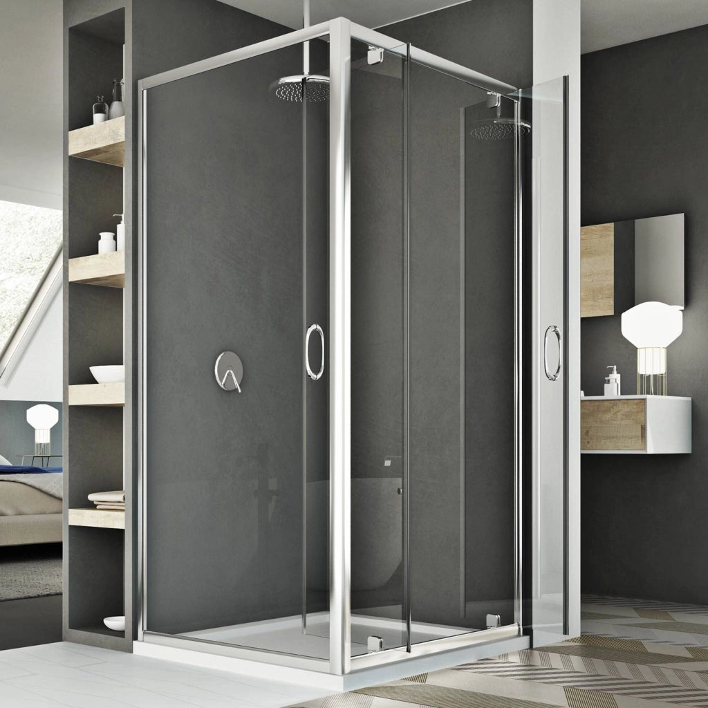 Box Doccia 90x100 AP. 100 CM H185 trasparente mod. Sintesi Duo 2 Ante