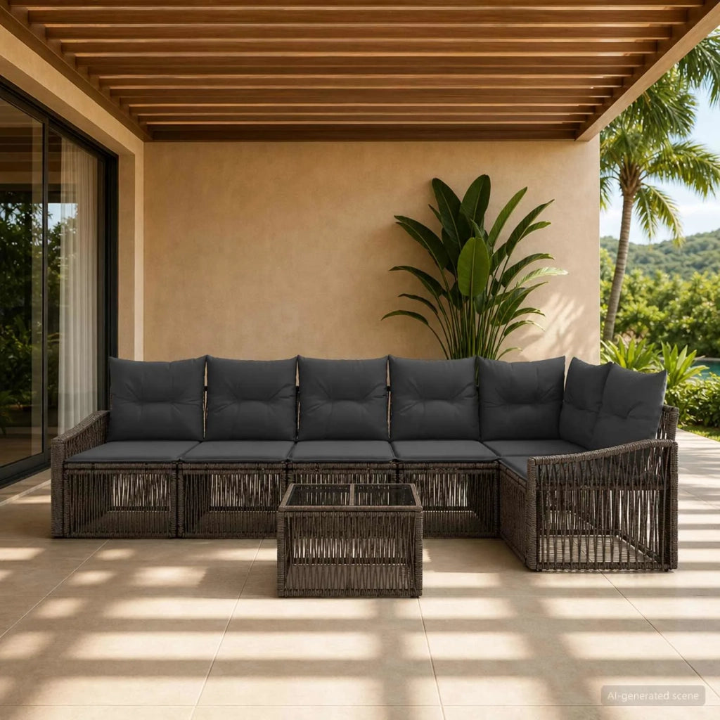 Set Divano da Giardino 7 pcs Grigio polyrattan 3436013