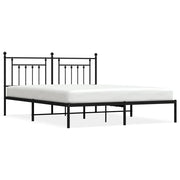 Letto matrimoniale | Letto per adulti | Giroletto con Testiera in Metallo Nero 160x200 cm
