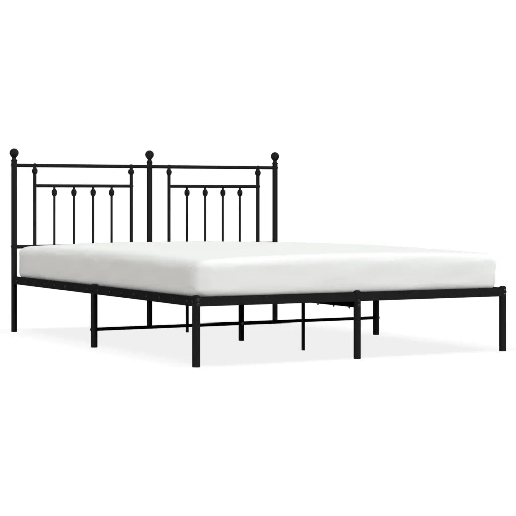 Letto matrimoniale | Letto per adulti | Giroletto con Testiera in Metallo Nero 160x200 cm