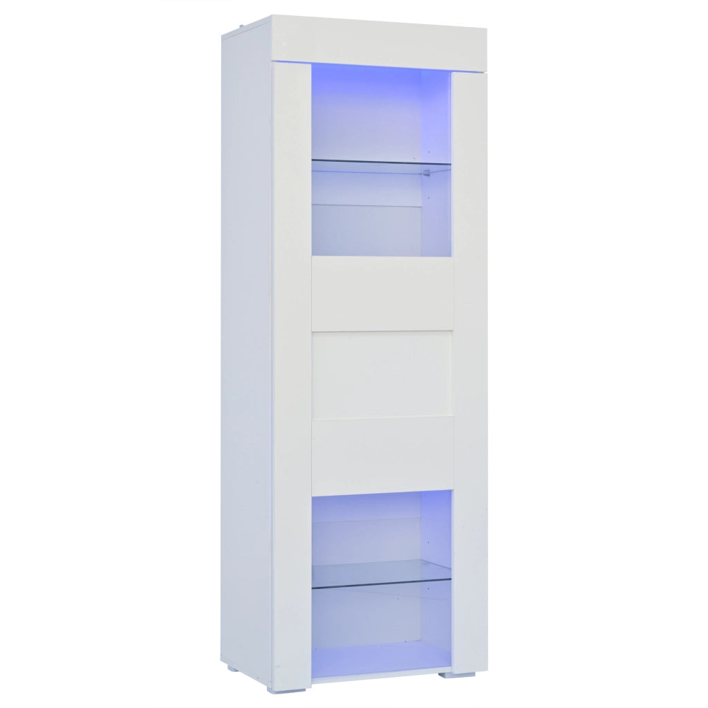Vetrina alta 60 x 40 x 170 cm bianca con LED, anta in acrilico e 2 ripiani in vetro