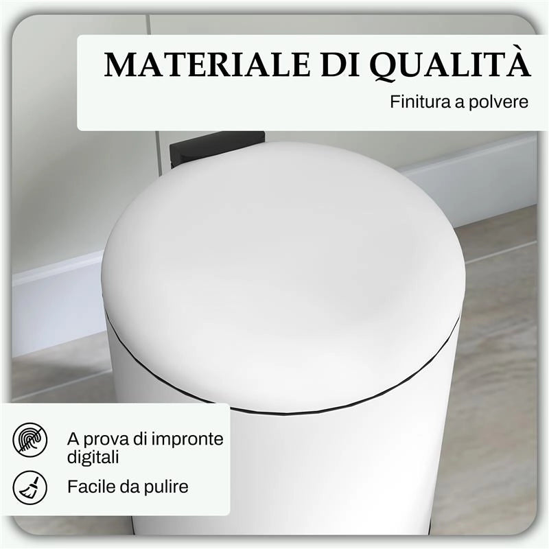 BIDONE IMMONDIZIA A PEDALE DA 20L CON COPERCHIO A CHIUSURA MORBIDA, IN METALLO E PP, 36X30X44.5 CM, CREMA