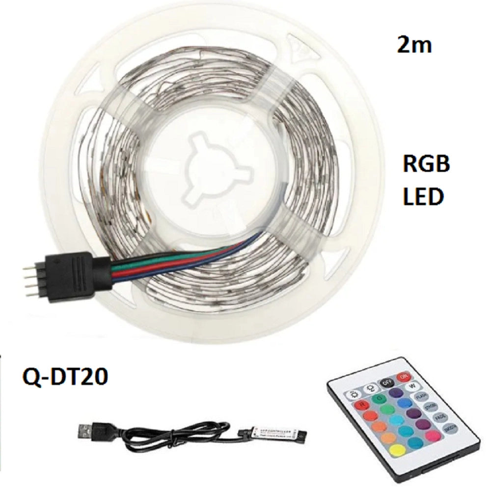 Trade Shop - Striscia Led Rgb Usb 2 Metri Con Telecomando 5050 5v Ip67 Impermeabile Q-dt20 -