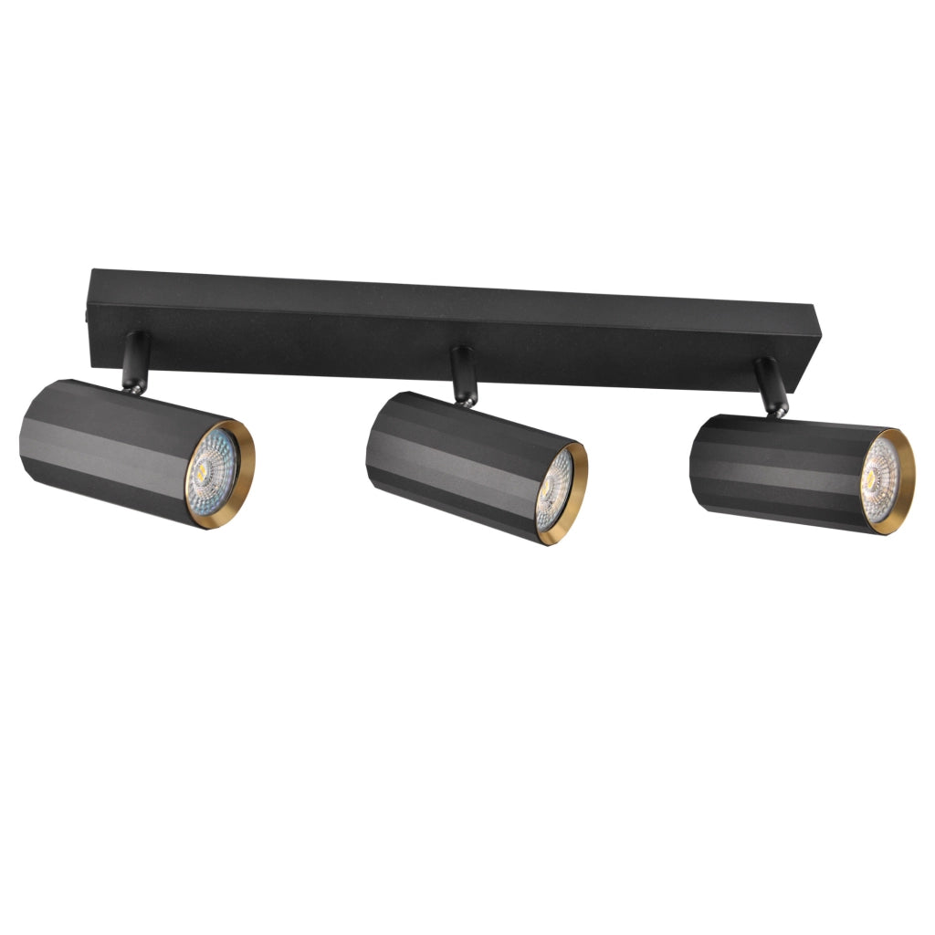 Plafoniera/Applique 3 faretti nero-oro GU10 Nicea Polux