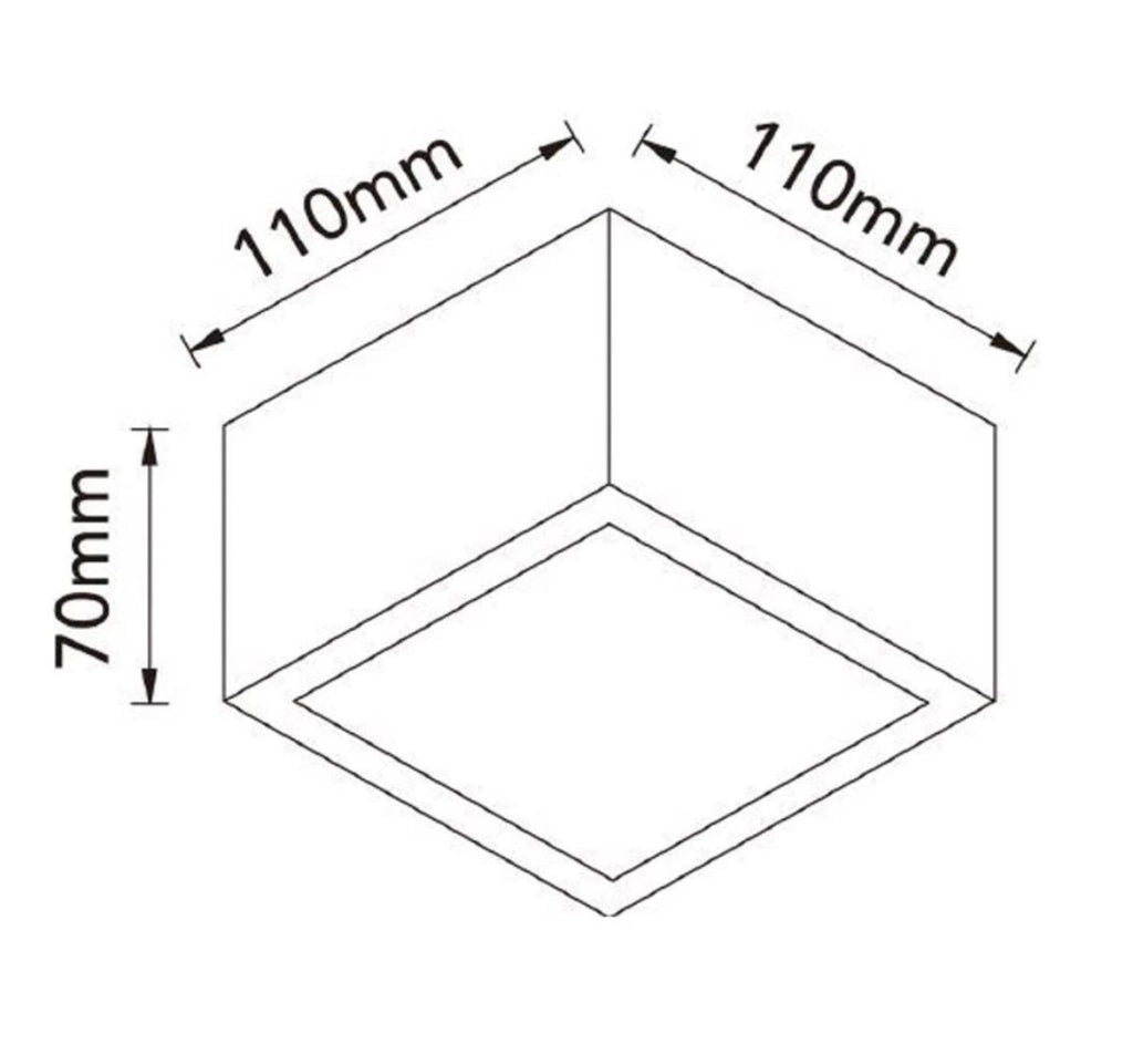 Applique in Gesso Quadrata Verniciabile GX53 15W – Plafoniera Soffitto 1 Luce 110x110 mm con Lampadina Inclusa CCT