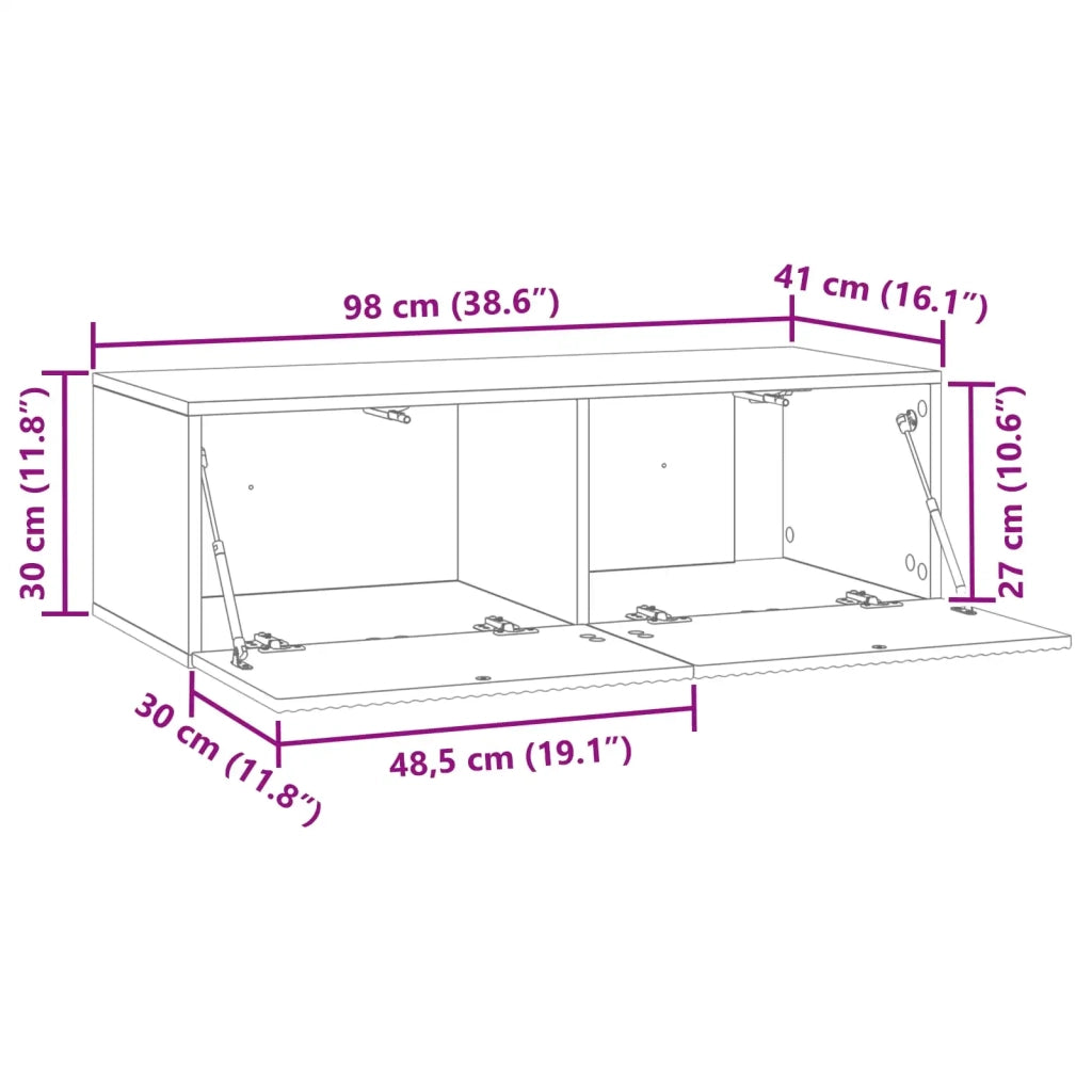 Mobile TV da Muro | Armadietto TV | Mobile Porta TV Legno antico 98 x 41 x 30 cm