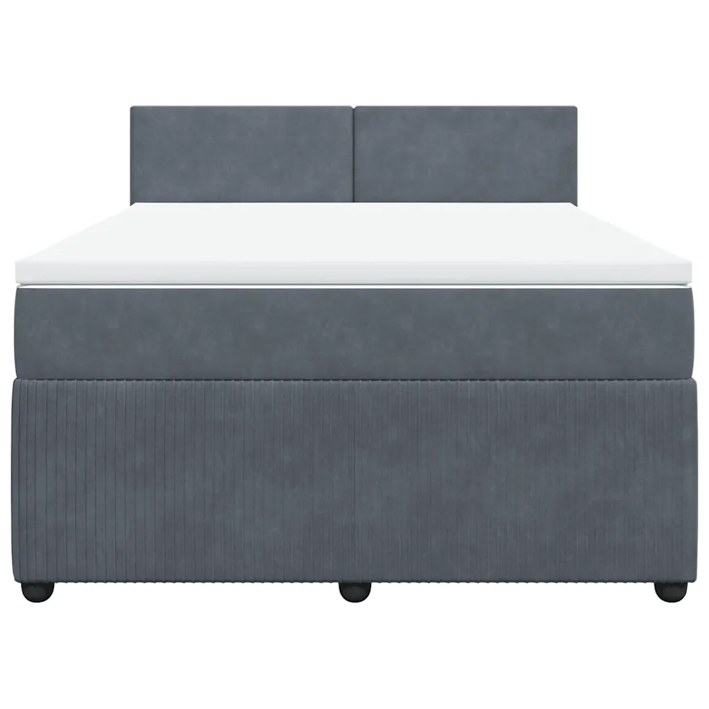 Giroletto a Molle con Materasso Grigio Scuro 140x200 cm Velluto