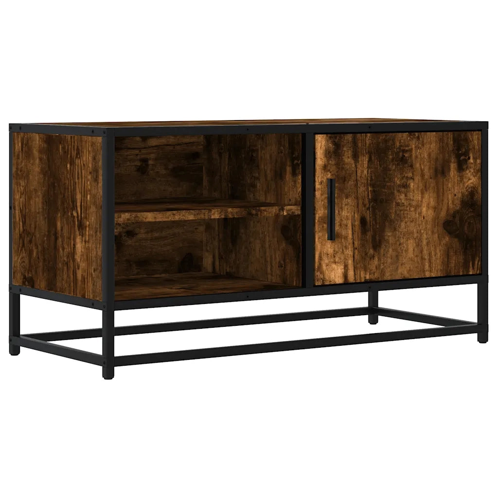 Mobile TV-Credenza per TV-Console TV Rovere Fumo 80x34,5x40 cm Legno Multistrato e Metallo 944696