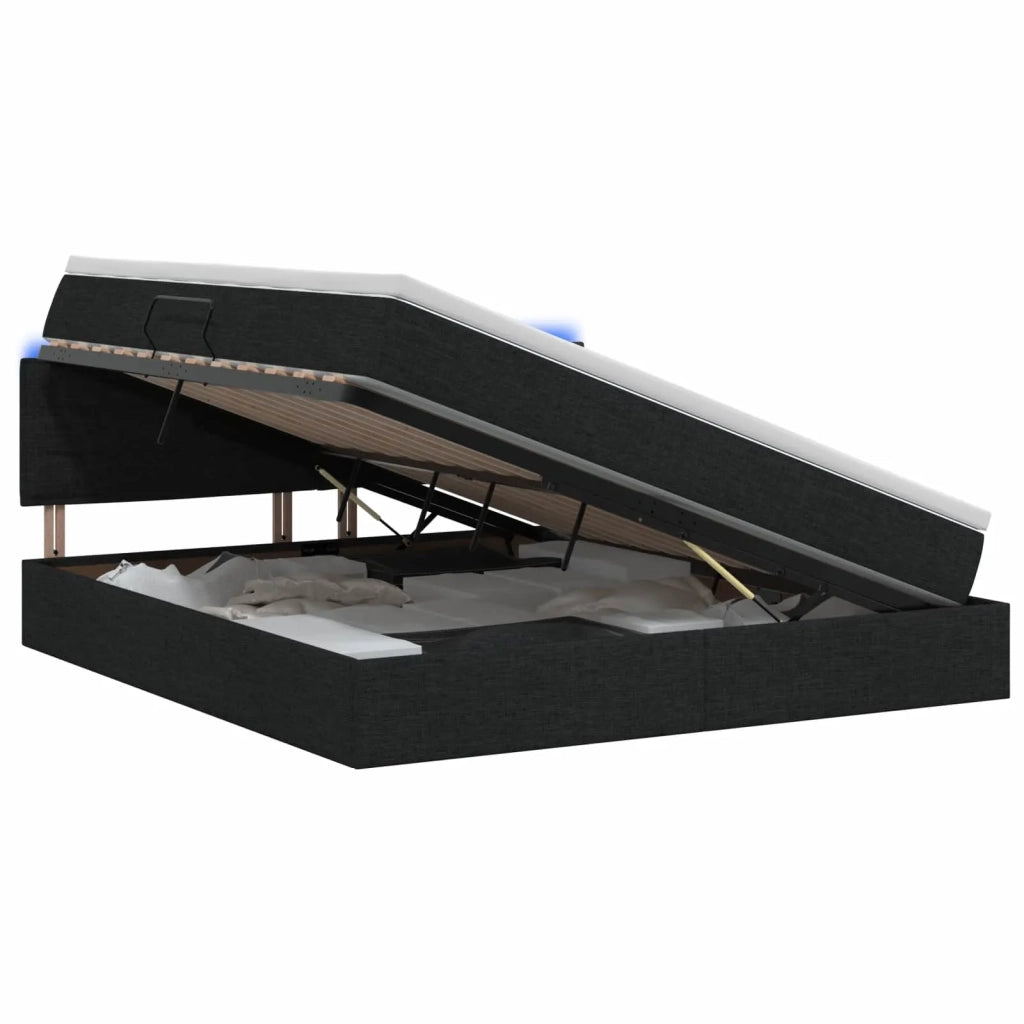 Letto con contenitore LED e materasso Nero 180 x 200 cm Tessuto 3459017
