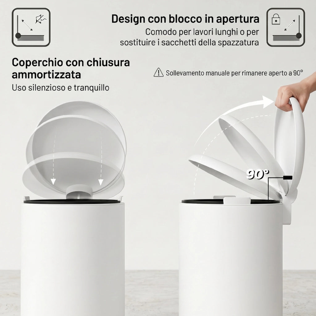 Pattumiera a Pedale 20L con Coperchio ¨C Xylo ¨C Metallo PP Crema 36x30x44.5cm