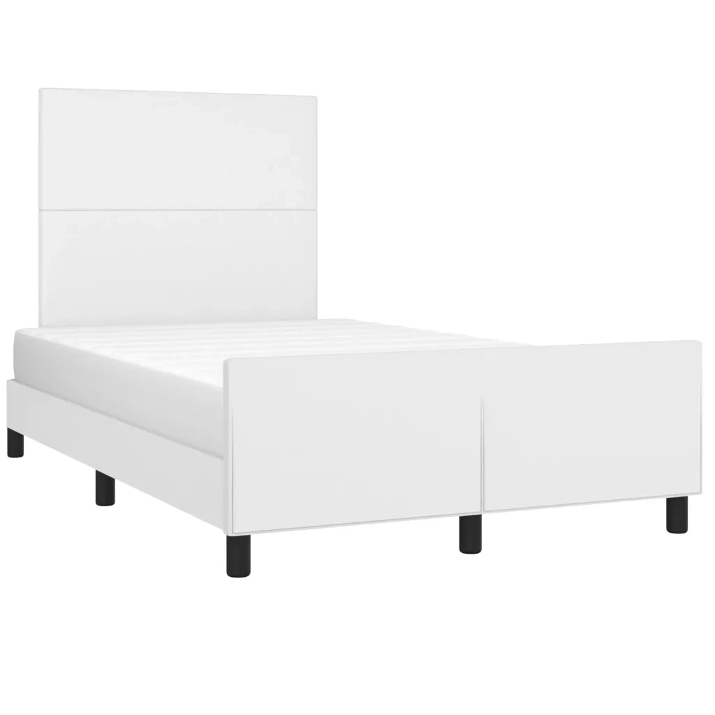 Letto matrimoniale | Letto per adulti | Giroletto con Testiera Bianco 120x200 cm in Similpelle