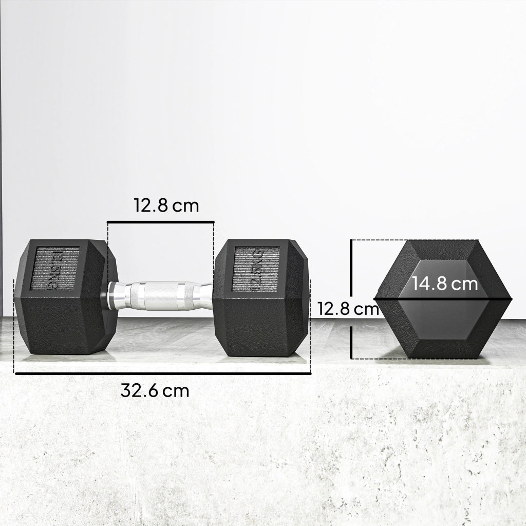 Set manubri 2x12,5 kg esagonale ¨C Minimal ¨C nero