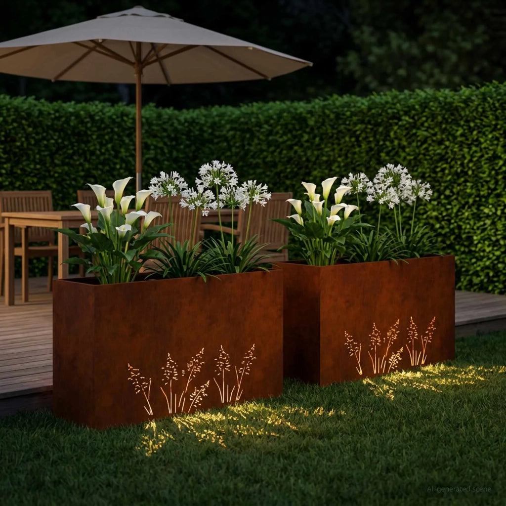 Vaso da giardino 2 pz Ruggine 100 x 20 x 49 cm Acciaio Corten 8005861