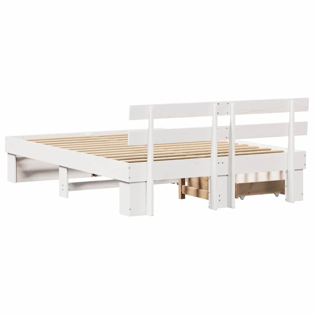 Struttura del letto-Giroletto-Rete del Letto Bianco 150 x 200 cm Pino massello 354570