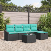 Set di divani con cuscino 6 pcs Nero polyrattan 3359275