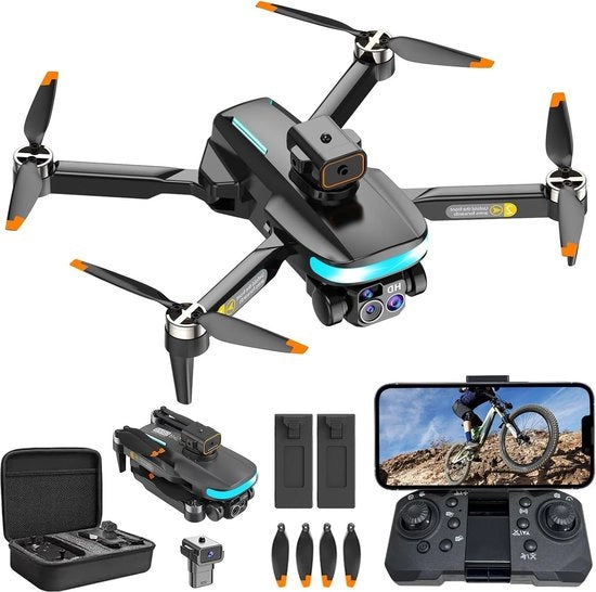 Drone Wi-Fi opvolbare con camera 4K e evitamento di ostacoli 360° - 2 batterie - Ritorno automatico - Modalità headless - Quadricottero RC giocattolo - Regali