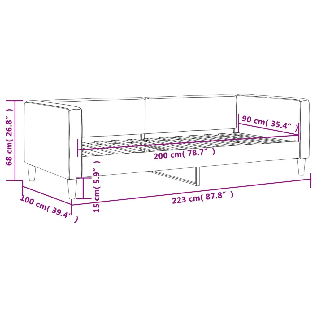 Letto singolo | Letto per adulti | Letto da Giorno Grigio Chiaro 90x200 cm in Tessuto