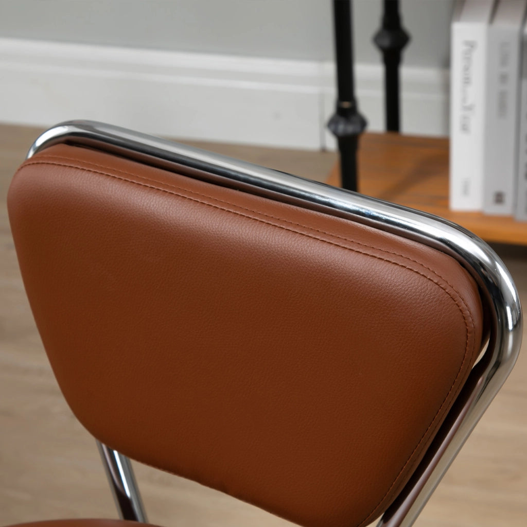 Sgabello da Massaggio Vintage ¨C zephmum ¨C Marrone, Metallo Cromato, 49-64 cm