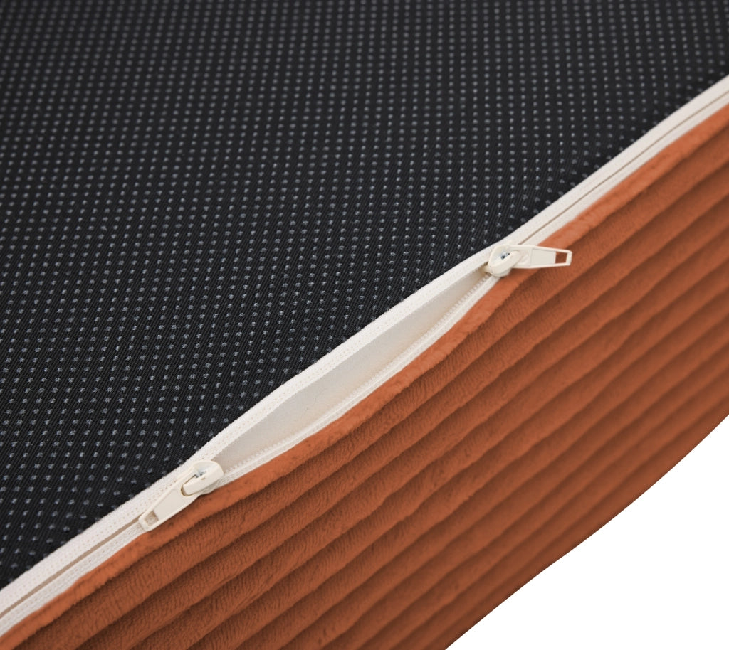 Poltrona letto singola convertibile 2 in 1 con cuscino e design salvaspazio in tessuto a coste arancione