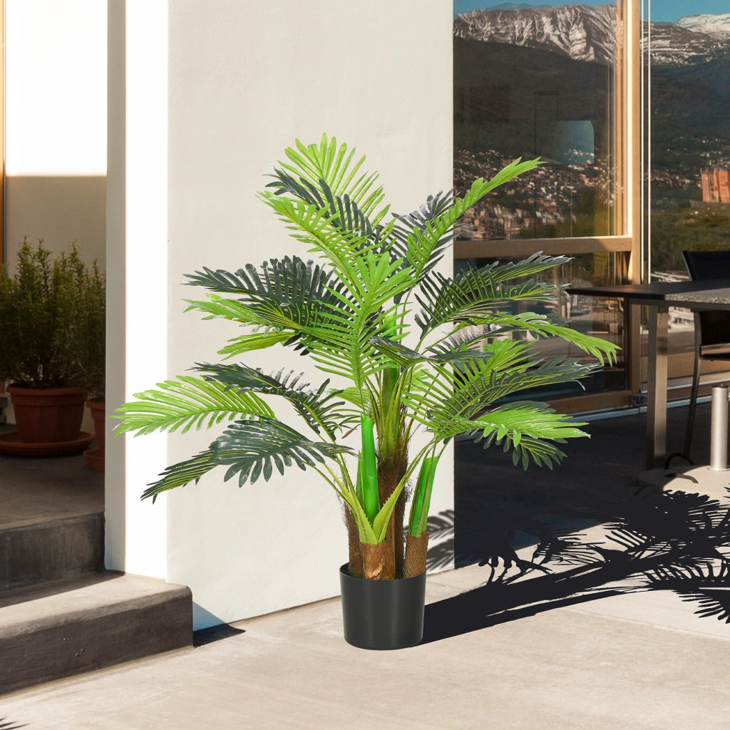 Palma Artificiale ¨C Minimal ¨C Verde, Plastica, con Vaso, 100 cm