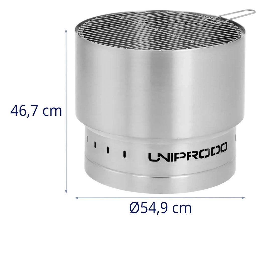 Braciere da esterno in acciaio inox con griglia 55 x 55 x 48 cm acciaio inox PU PVC nero e argento 14_0008436