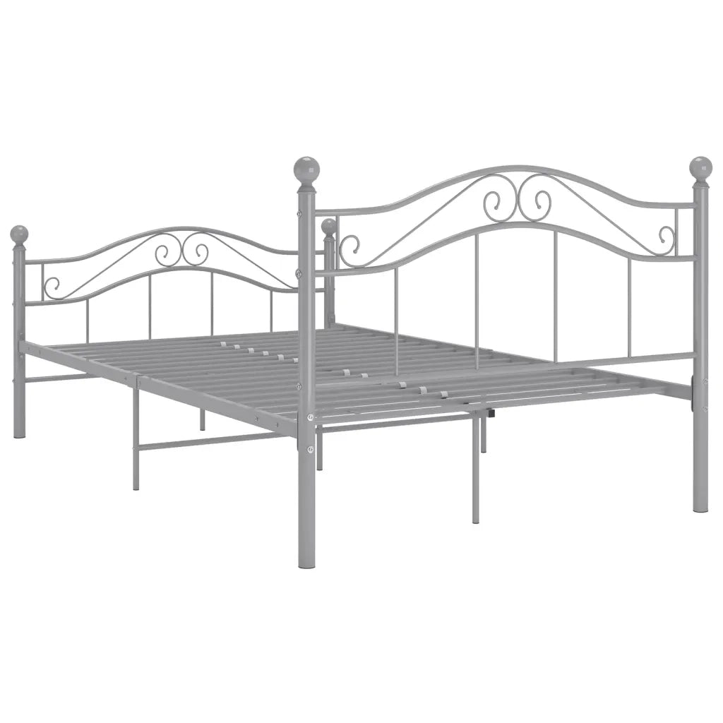 Letto matrimoniale | Letto per adulti | Giroletto Grigio in Metallo 120x200 cm