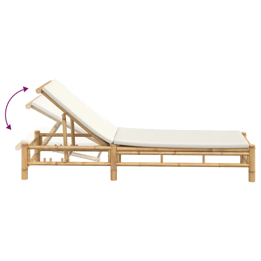 Lettino Prendisole con Cuscini 55x199x30 cm in Bambù 4108226