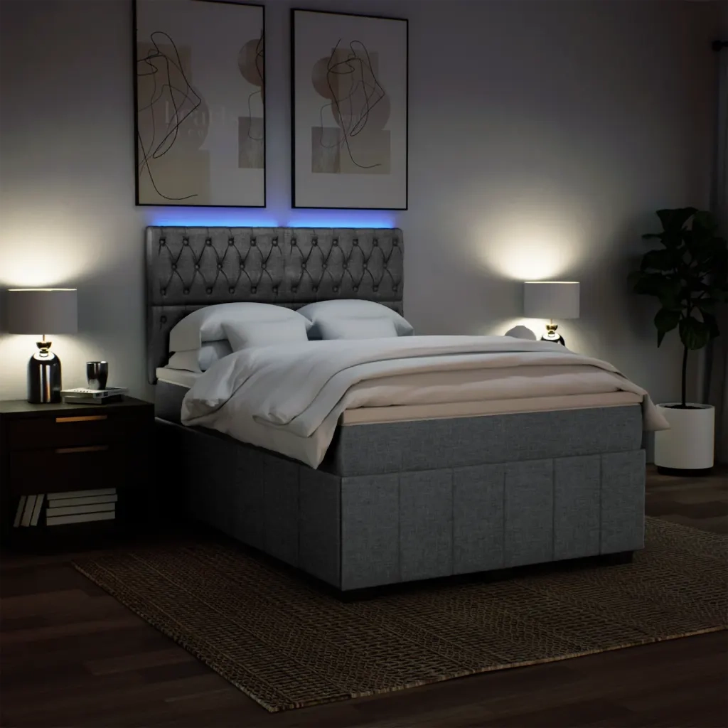 Giroletto a Molle con Materasso Grigio Chiaro 140x200cm Tessuto 3293998