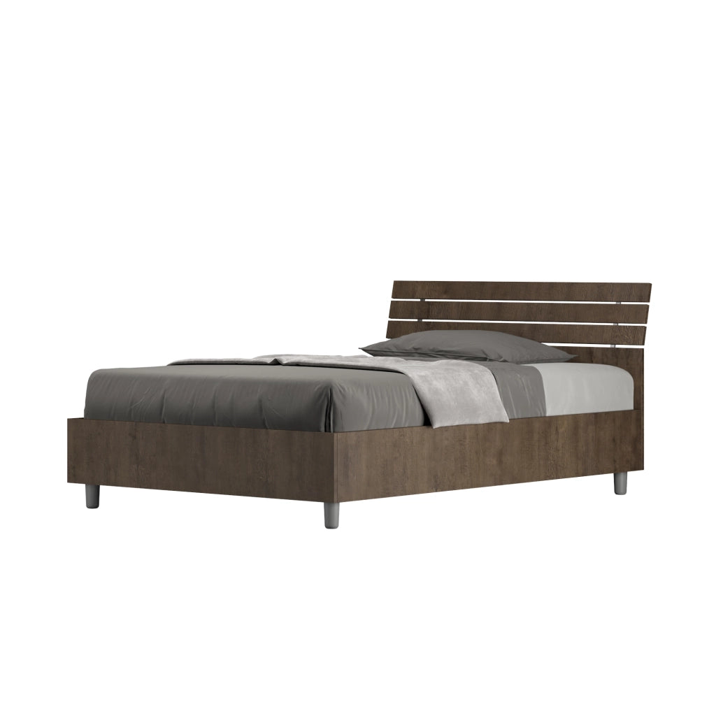 BS COM Letto una piazza e mezza contenitore 120x190 testata inclinata con doghe noce