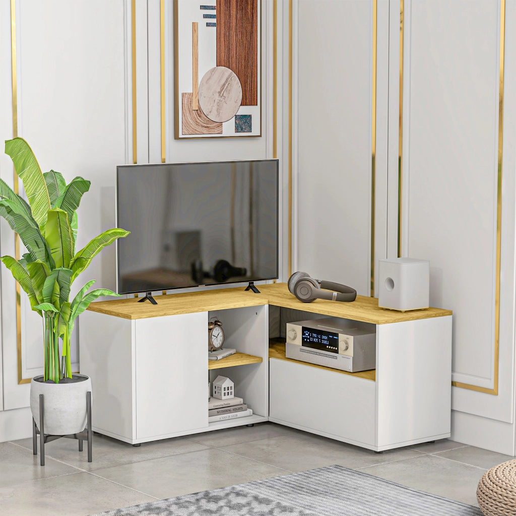 Mobile TV ad angolo 90x90 ¨C Xylo ¨C truciolato 3 ripiani 2 ante 40 pollici