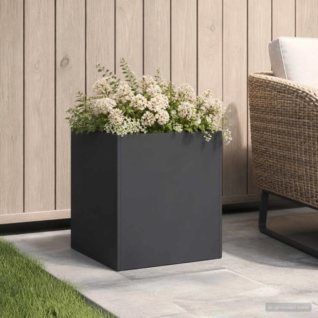 Vaso da giardino Nero 45 x 45 x 45 cm Acciaio laminato a freddo 8004966