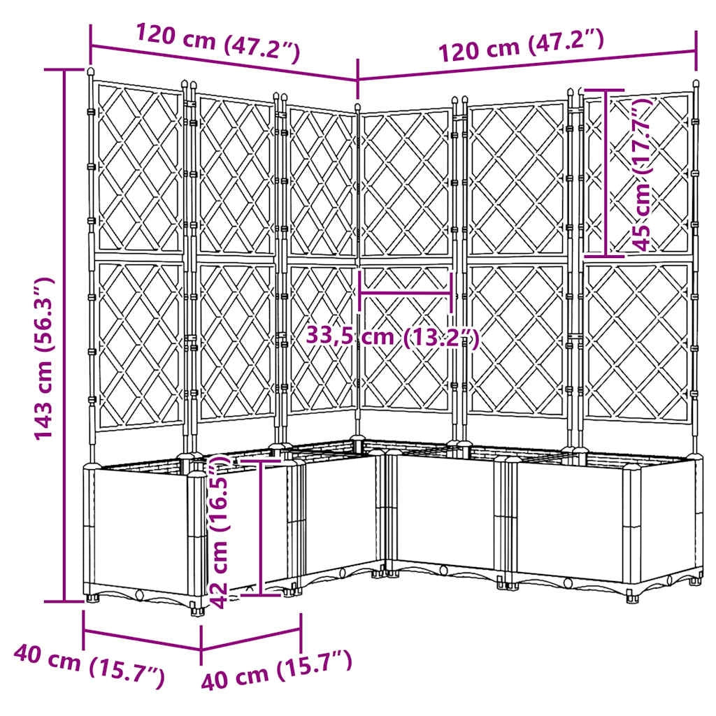Set di 5 fioriere moderne in acciaio per esterni 120 x 120 x 143 cm resistenti eleganti grigio chiaro 02_0058587