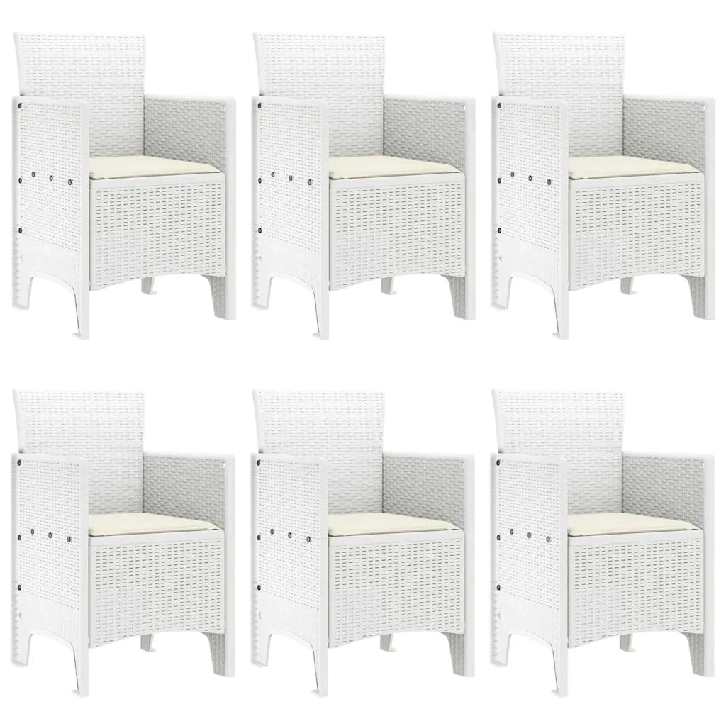 Set da Pranzo per Giardino 7 pcs Bianco Rattan Polt