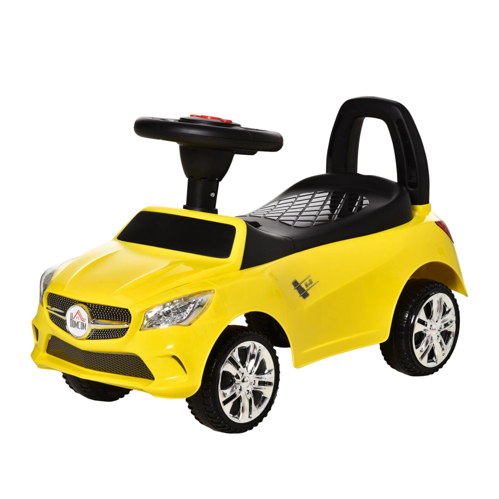 Macchinina Cavalcabile per Bambini ¨C Xylo ¨C Giallo, con Volante Fari e Musiche, 63.5x28x36 cm